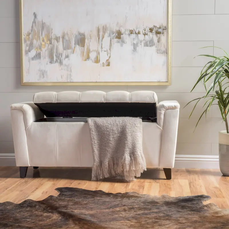 Pouf de rangement polyvalent avec siège rembourré