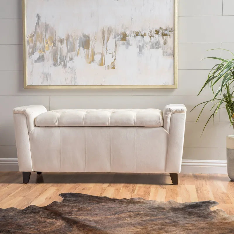 Pouf de rangement polyvalent avec siège rembourré