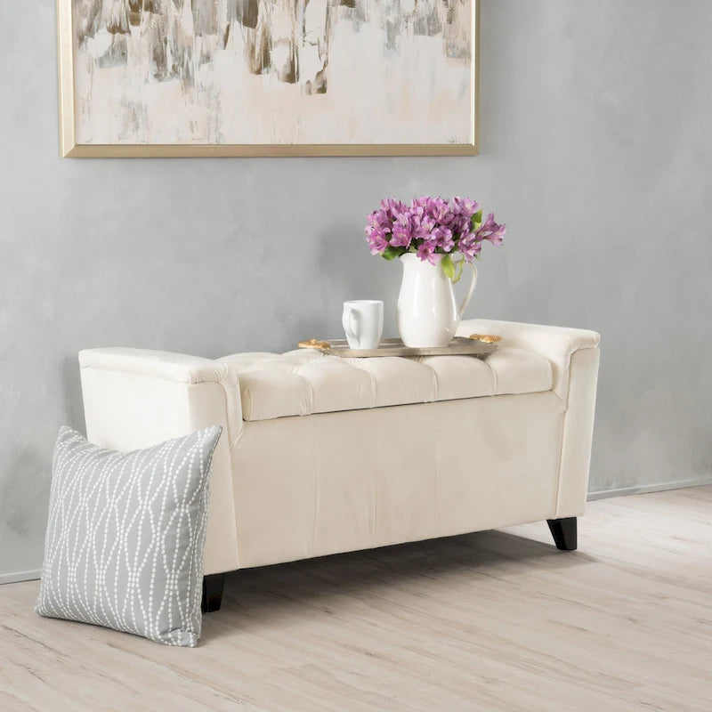 Pouf de rangement polyvalent avec siège rembourré
