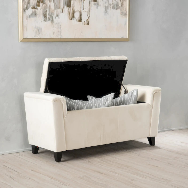 Pouf de rangement polyvalent avec siège rembourré