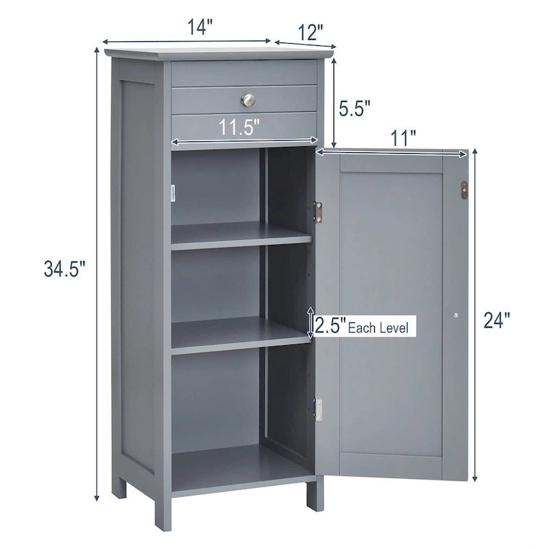 Meuble de salle de bain en MDF noir P2, 1 tiroir, 1 porte, étagère réglable, anti-basculement