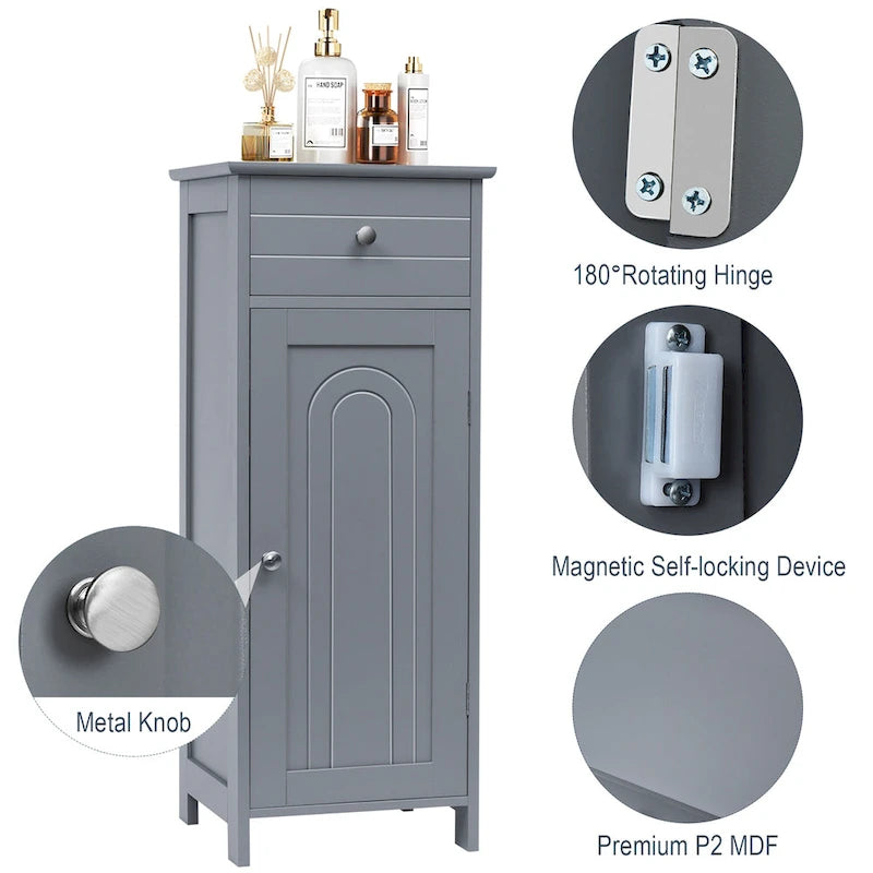 Meuble de salle de bain en MDF noir P2, 1 tiroir, 1 porte, étagère réglable, anti-basculement