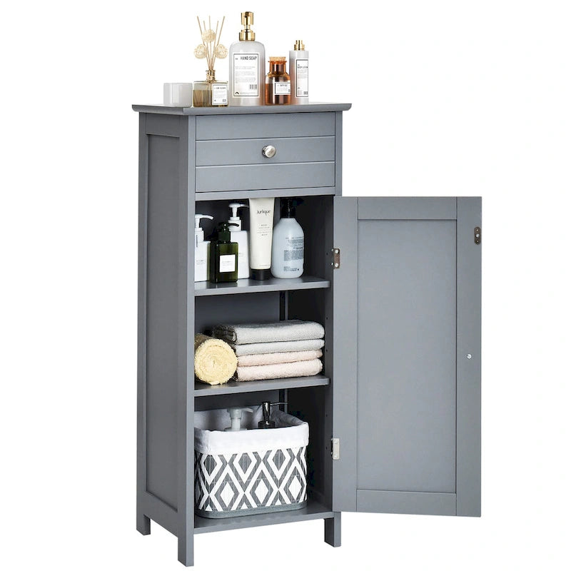 Meuble de salle de bain en MDF noir P2, 1 tiroir, 1 porte, étagère réglable, anti-basculement