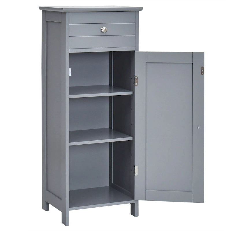 Meuble de salle de bain en MDF noir P2, 1 tiroir, 1 porte, étagère réglable, anti-basculement