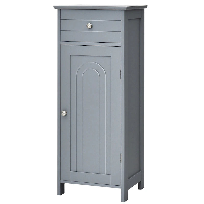 Meuble de salle de bain en MDF noir P2, 1 tiroir, 1 porte, étagère réglable, anti-basculement