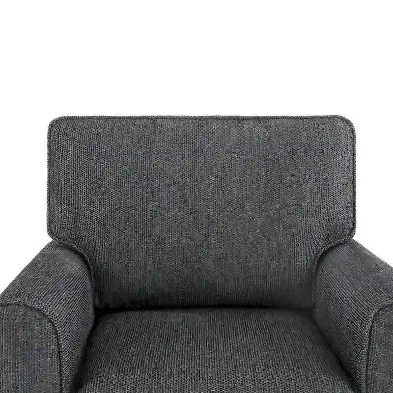 Fauteuil d'appoint baril en chenille grise, pivotant à 360°, poches latérales, accoudoirs arrondis ergonomiques
