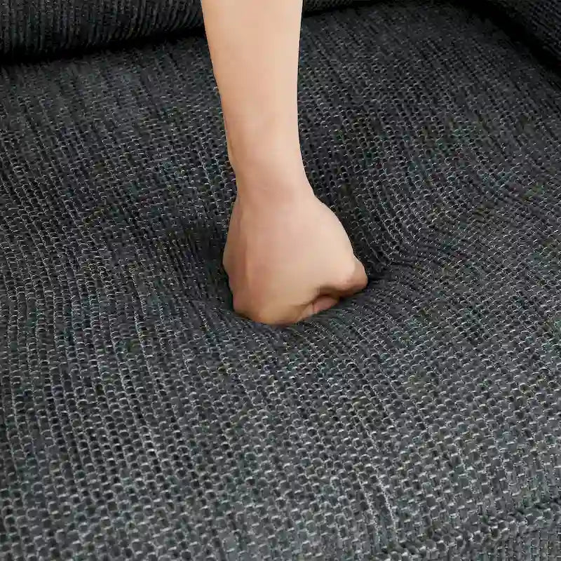 Fauteuil d'appoint baril en chenille grise, pivotant à 360°, poches latérales, accoudoirs arrondis ergonomiques