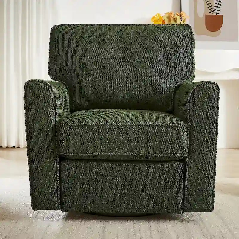 Fauteuil d'appoint baril en chenille grise, pivotant à 360°, poches latérales, accoudoirs arrondis ergonomiques
