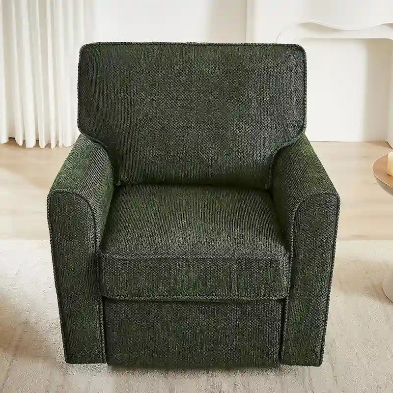 Fauteuil d'appoint baril en chenille grise, pivotant à 360°, poches latérales, accoudoirs arrondis ergonomiques