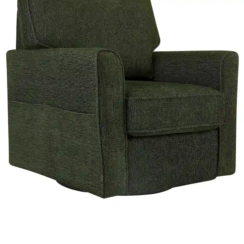 Fauteuil d'appoint baril en chenille grise, pivotant à 360°, poches latérales, accoudoirs arrondis ergonomiques