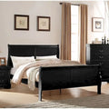 Lit King Noir Transitional en Bois de Pin Massif avec Placage de Gomme et Quincaillerie en Laiton Antique