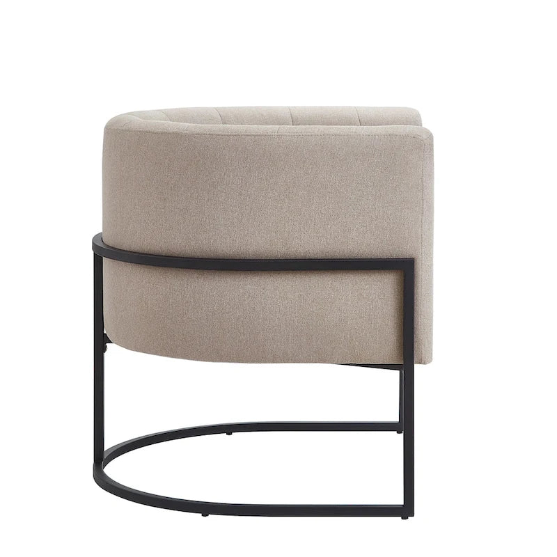 Fauteuil d'appoint en velours crème, pieds en métal noir, dossier incurvé TB117 Mousse