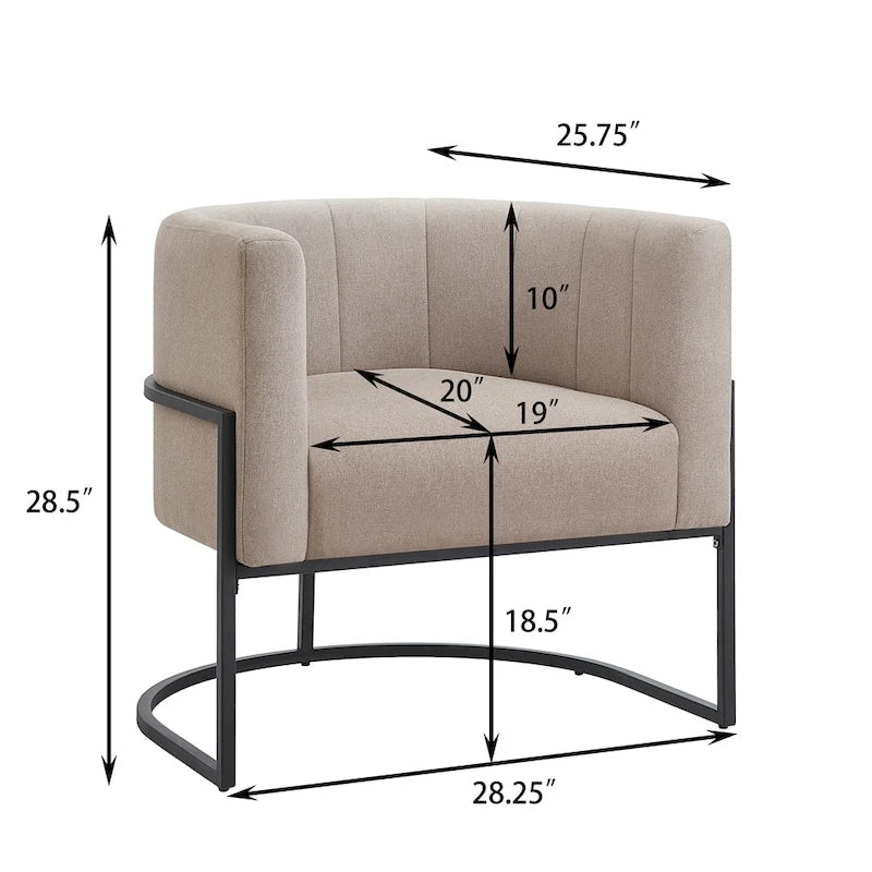 Fauteuil d'appoint en velours crème, pieds en métal noir, dossier incurvé TB117 Mousse