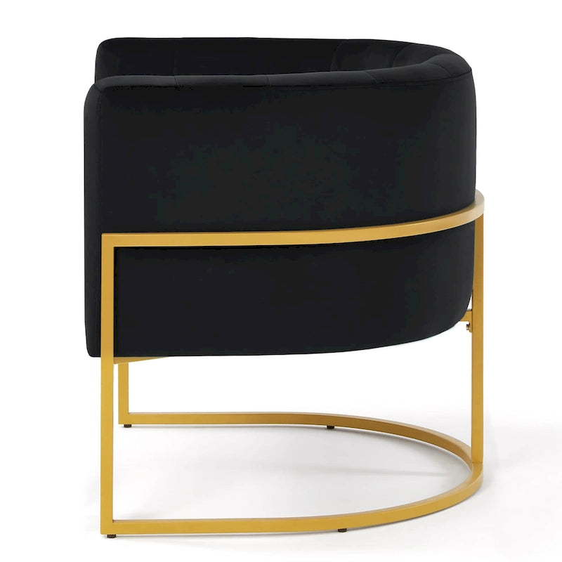 Fauteuil d'appoint en velours crème, pieds en métal noir, dossier incurvé TB117 Mousse