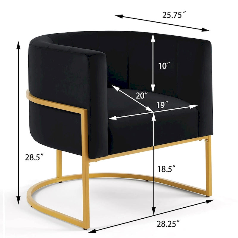 Fauteuil d'appoint en velours crème, pieds en métal noir, dossier incurvé TB117 Mousse