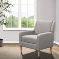 Fauteuil d'appoint moderniste minimaliste rembourré gris, ressorts sinueux, cadre en bois massif