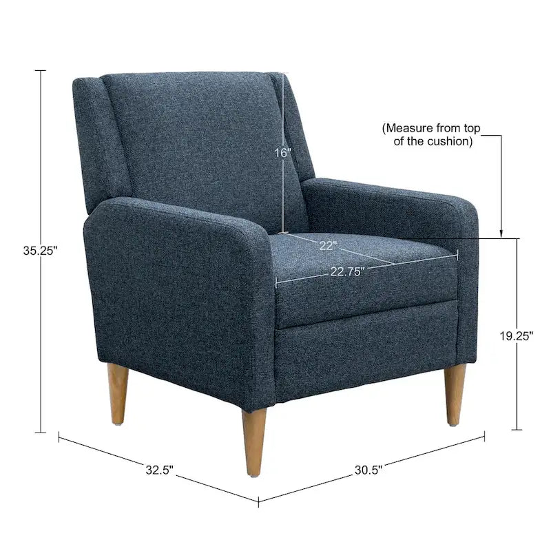 Fauteuil d'appoint moderniste minimaliste rembourré gris, ressorts sinueux, cadre en bois massif
