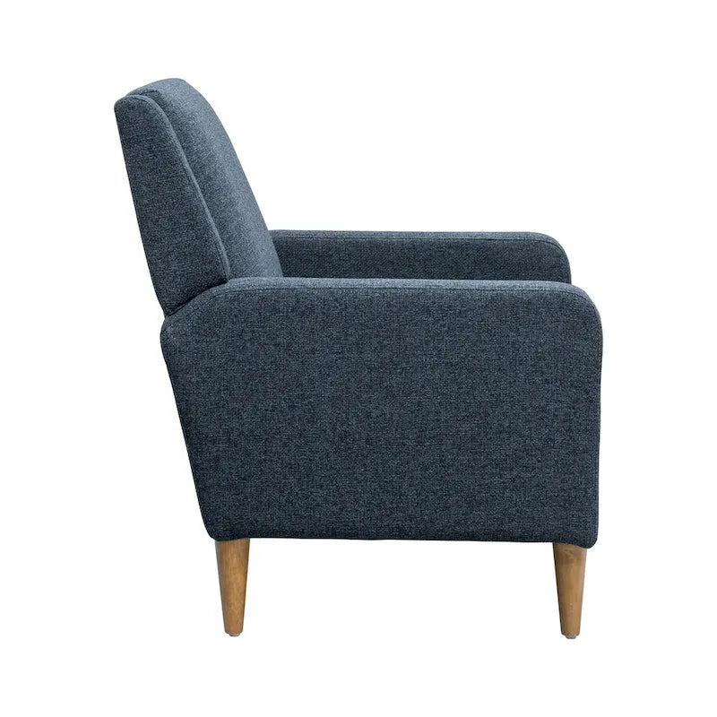 Fauteuil d'appoint moderniste minimaliste rembourré gris, ressorts sinueux, cadre en bois massif