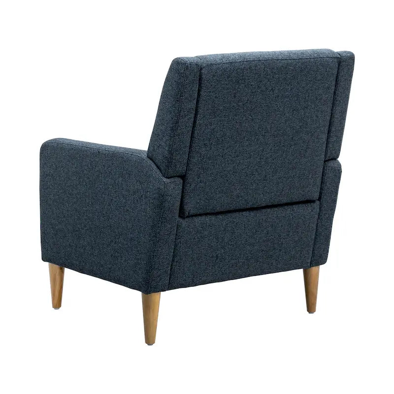 Fauteuil d'appoint moderniste minimaliste rembourré gris, ressorts sinueux, cadre en bois massif