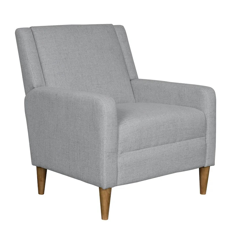 Fauteuil d'appoint moderniste minimaliste rembourré gris, ressorts sinueux, cadre en bois massif