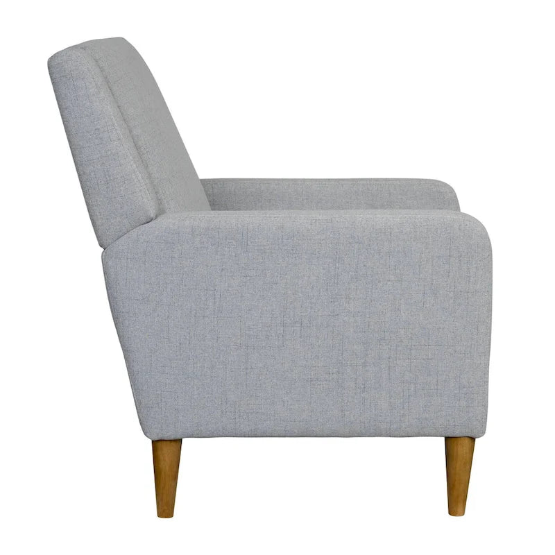 Fauteuil d'appoint moderniste minimaliste rembourré gris, ressorts sinueux, cadre en bois massif