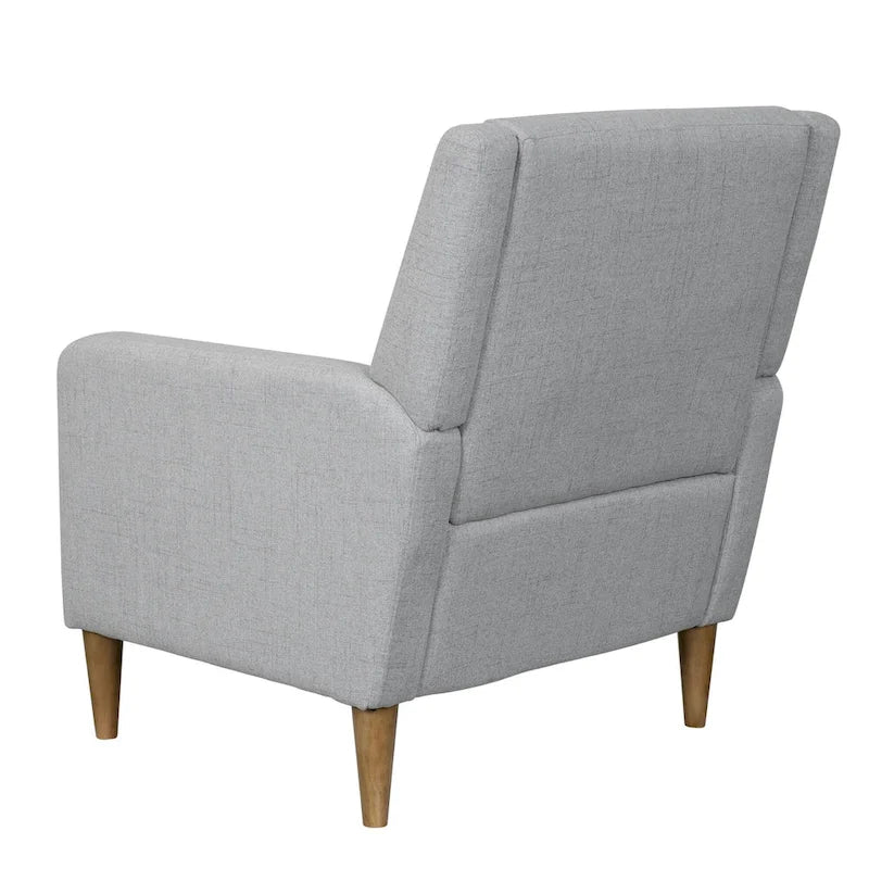 Fauteuil d'appoint moderniste minimaliste rembourré gris, ressorts sinueux, cadre en bois massif
