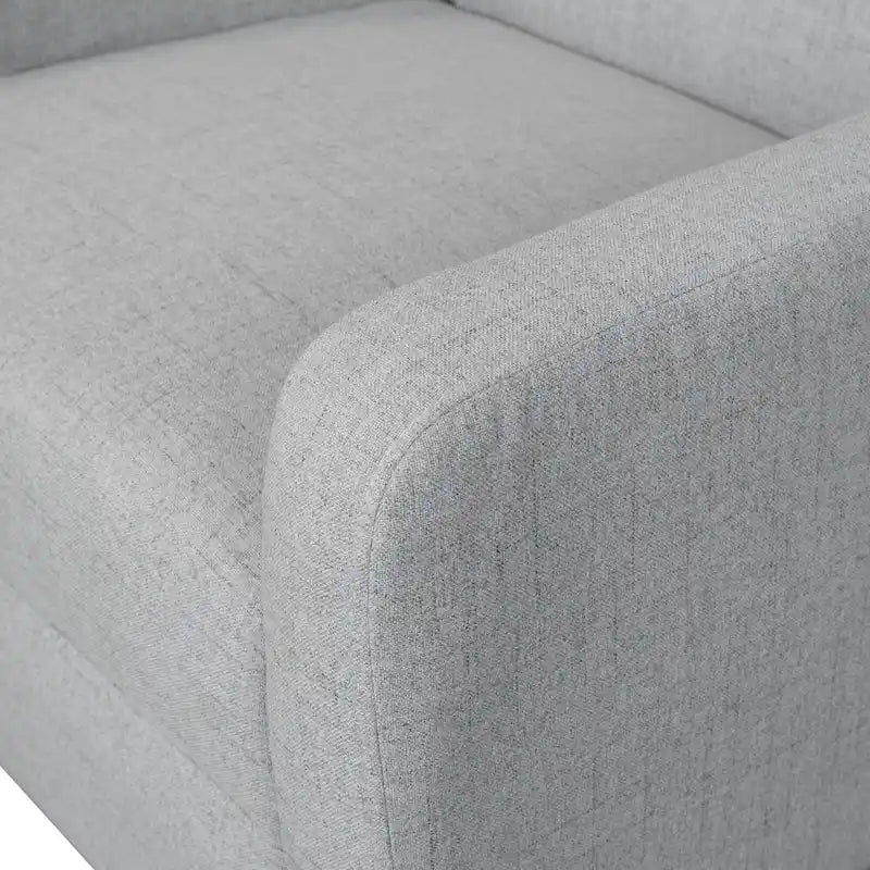 Fauteuil d'appoint moderniste minimaliste rembourré gris, ressorts sinueux, cadre en bois massif
