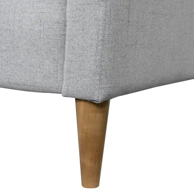 Fauteuil d'appoint moderniste minimaliste rembourré gris, ressorts sinueux, cadre en bois massif