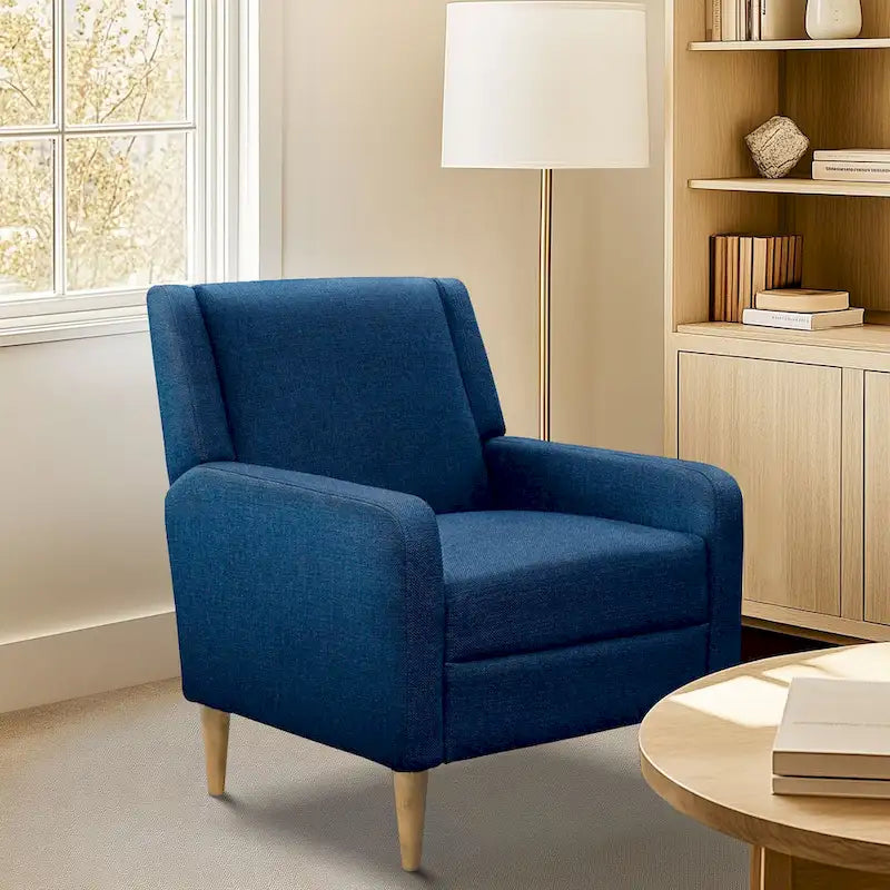 Fauteuil d'appoint moderniste minimaliste rembourré gris, ressorts sinueux, cadre en bois massif