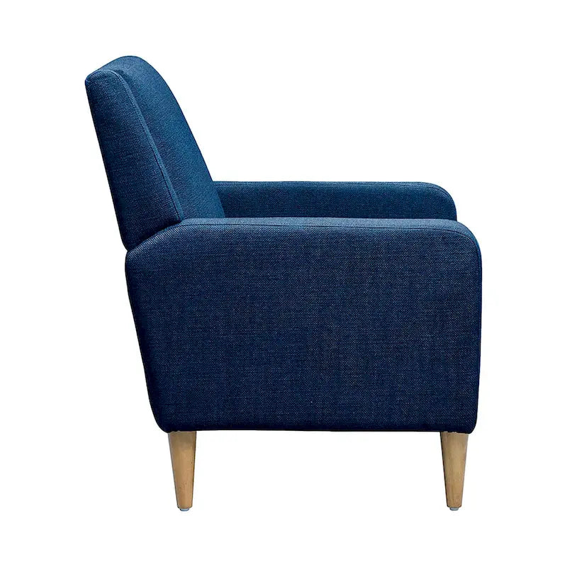 Fauteuil d'appoint moderniste minimaliste rembourré gris, ressorts sinueux, cadre en bois massif