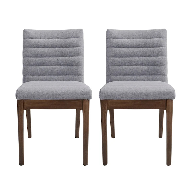 Chaise de salle à manger capitonnée à couture verticale du milieu du siècle avec pieds évasés en noyer