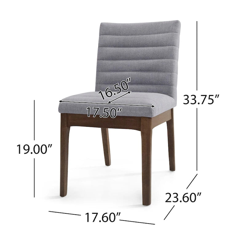 Chaise de salle à manger capitonnée à couture verticale du milieu du siècle avec pieds évasés en noyer
