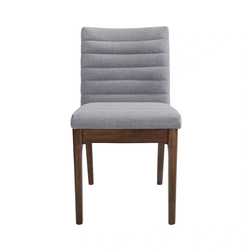 Chaise de salle à manger capitonnée à couture verticale du milieu du siècle avec pieds évasés en noyer