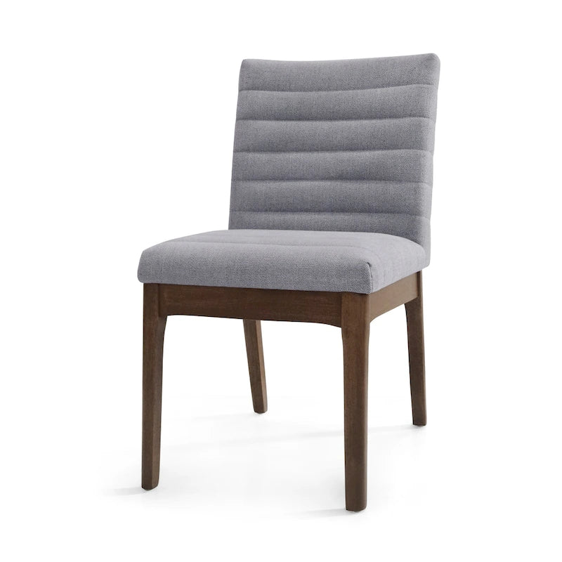 Chaise de salle à manger capitonnée à couture verticale du milieu du siècle avec pieds évasés en noyer