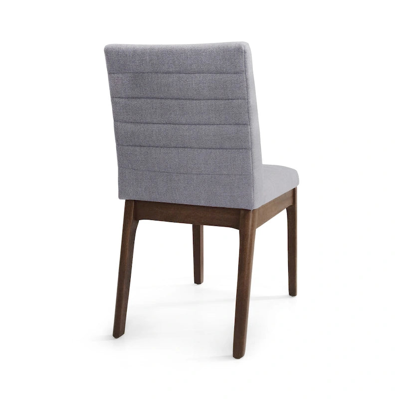 Chaise de salle à manger capitonnée à couture verticale du milieu du siècle avec pieds évasés en noyer