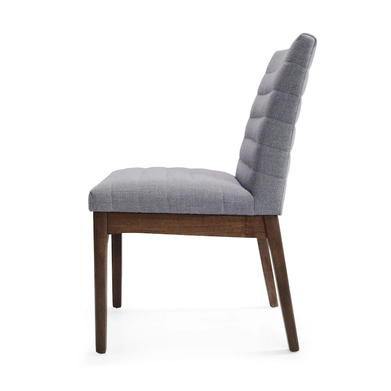 Chaise de salle à manger capitonnée à couture verticale du milieu du siècle avec pieds évasés en noyer