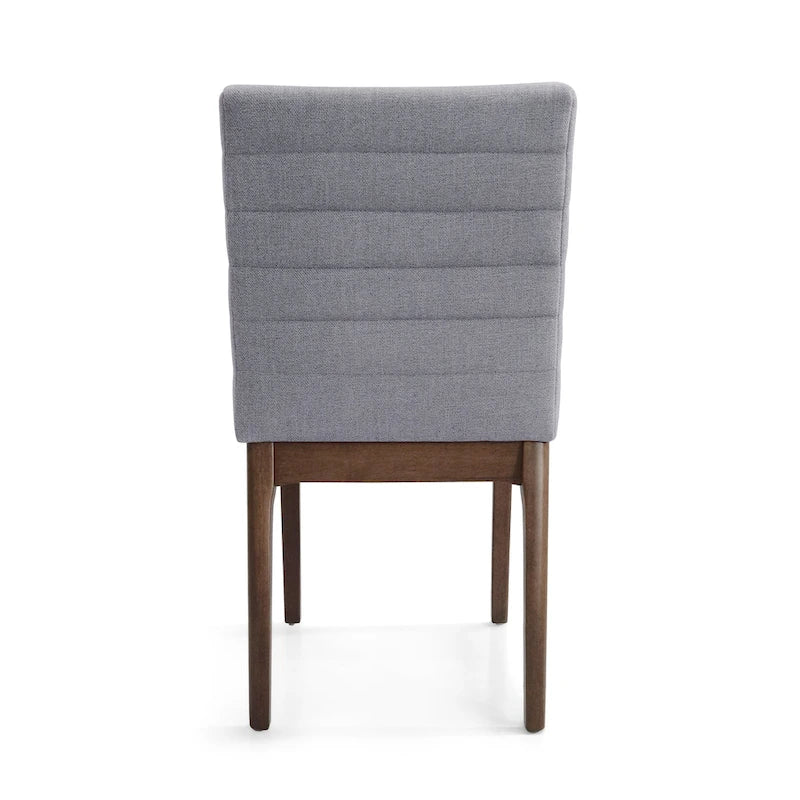 Chaise de salle à manger capitonnée à couture verticale du milieu du siècle avec pieds évasés en noyer