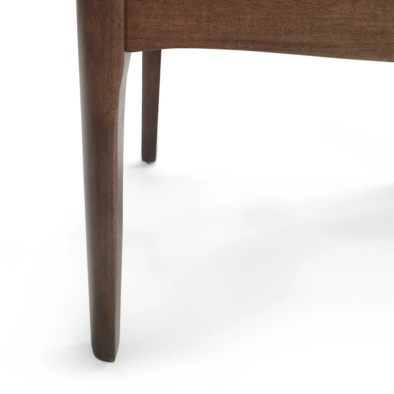 Chaise de salle à manger capitonnée à couture verticale du milieu du siècle avec pieds évasés en noyer