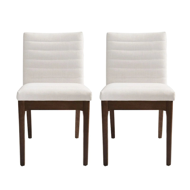 Chaise de salle à manger capitonnée à couture verticale du milieu du siècle avec pieds évasés en noyer