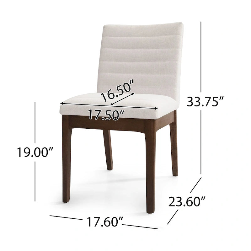Chaise de salle à manger capitonnée à couture verticale du milieu du siècle avec pieds évasés en noyer
