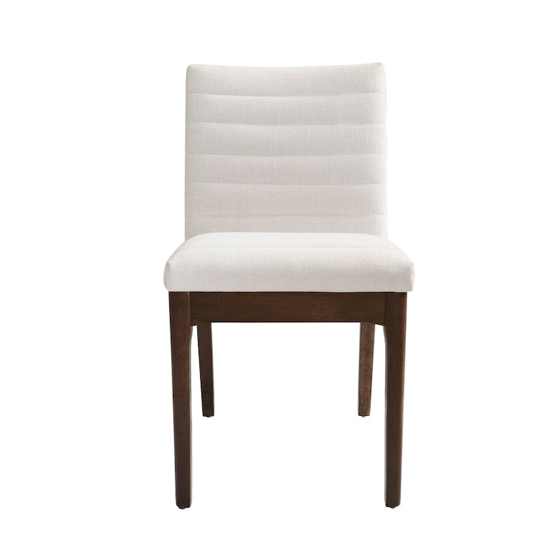Chaise de salle à manger capitonnée à couture verticale du milieu du siècle avec pieds évasés en noyer