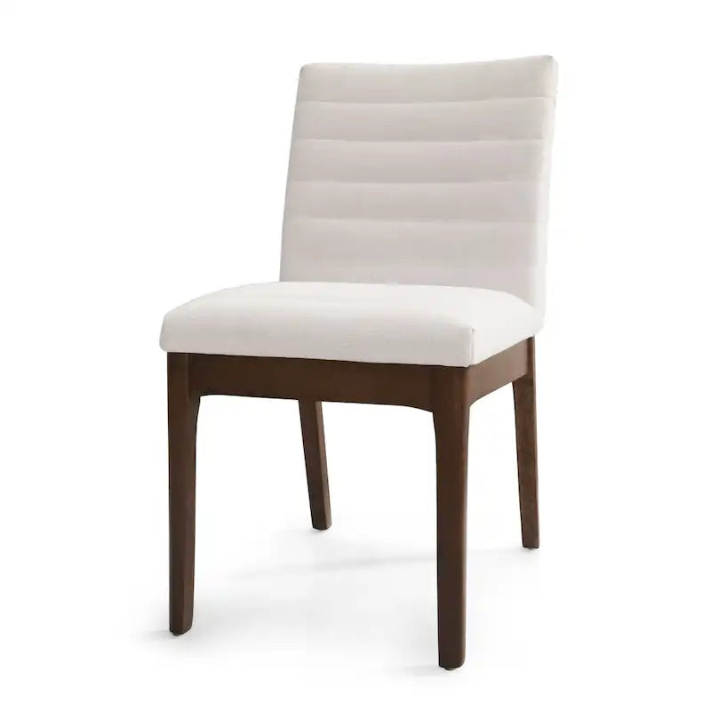 Chaise de salle à manger capitonnée à couture verticale du milieu du siècle avec pieds évasés en noyer