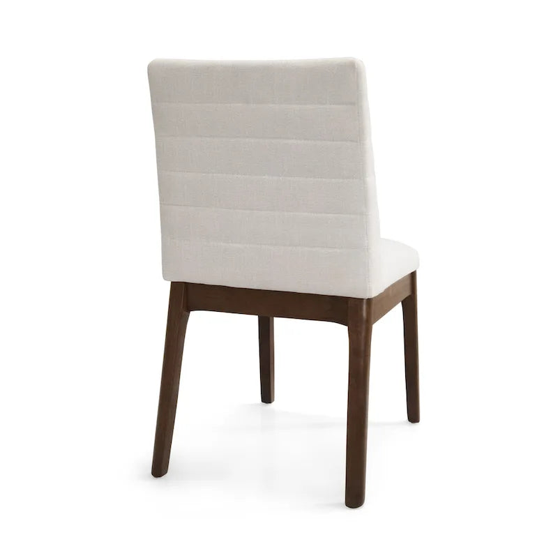 Chaise de salle à manger capitonnée à couture verticale du milieu du siècle avec pieds évasés en noyer