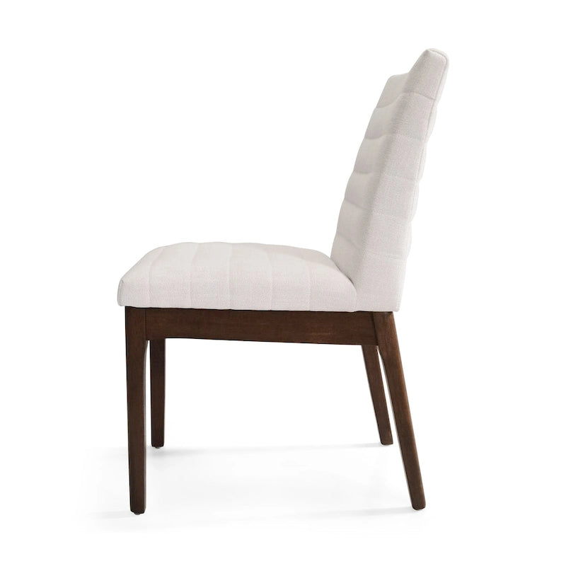Chaise de salle à manger capitonnée à couture verticale du milieu du siècle avec pieds évasés en noyer