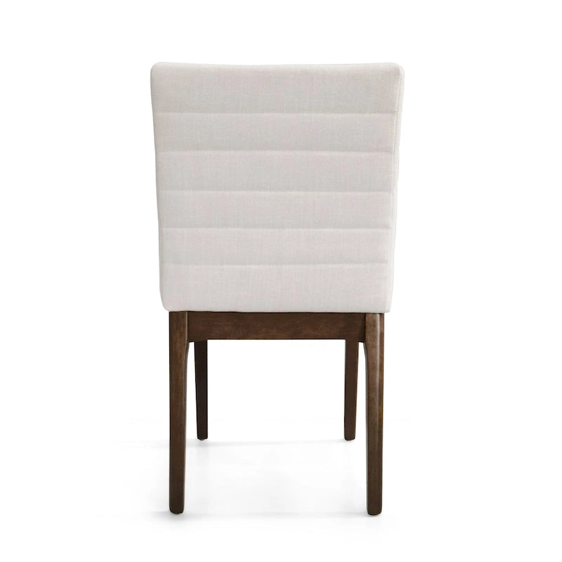 Chaise de salle à manger capitonnée à couture verticale du milieu du siècle avec pieds évasés en noyer