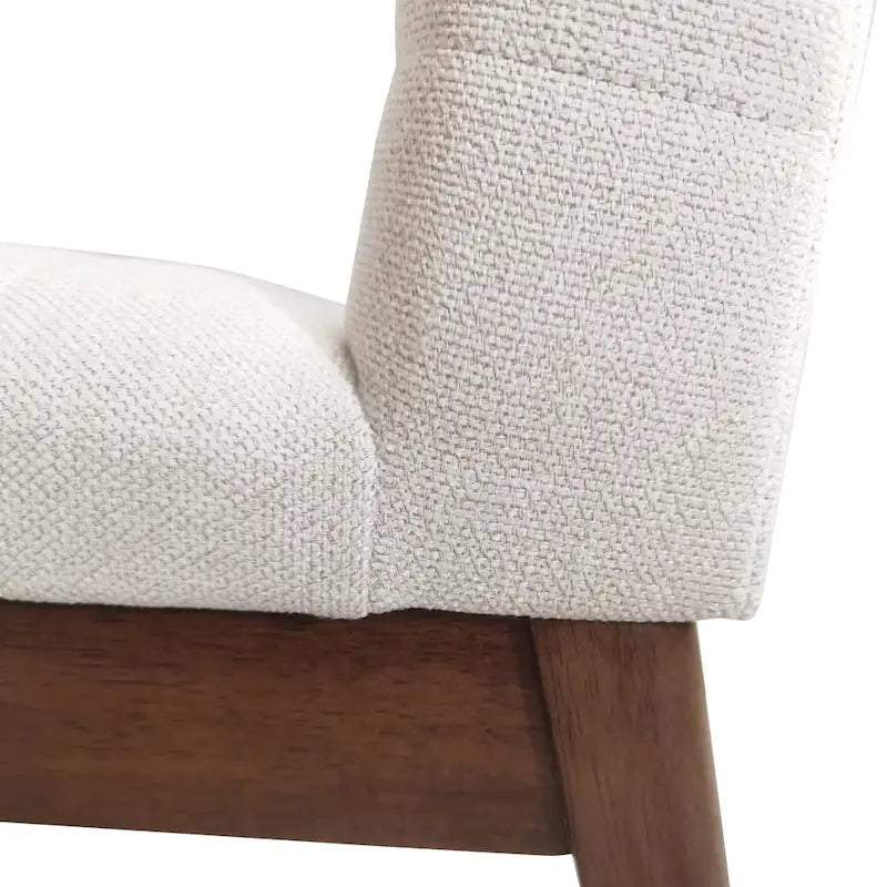 Chaise de salle à manger capitonnée à couture verticale du milieu du siècle avec pieds évasés en noyer
