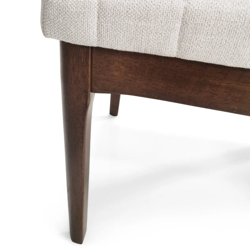 Chaise de salle à manger capitonnée à couture verticale du milieu du siècle avec pieds évasés en noyer