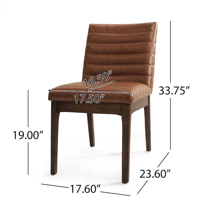 Chaise de salle à manger capitonnée à couture verticale du milieu du siècle avec pieds évasés en noyer
