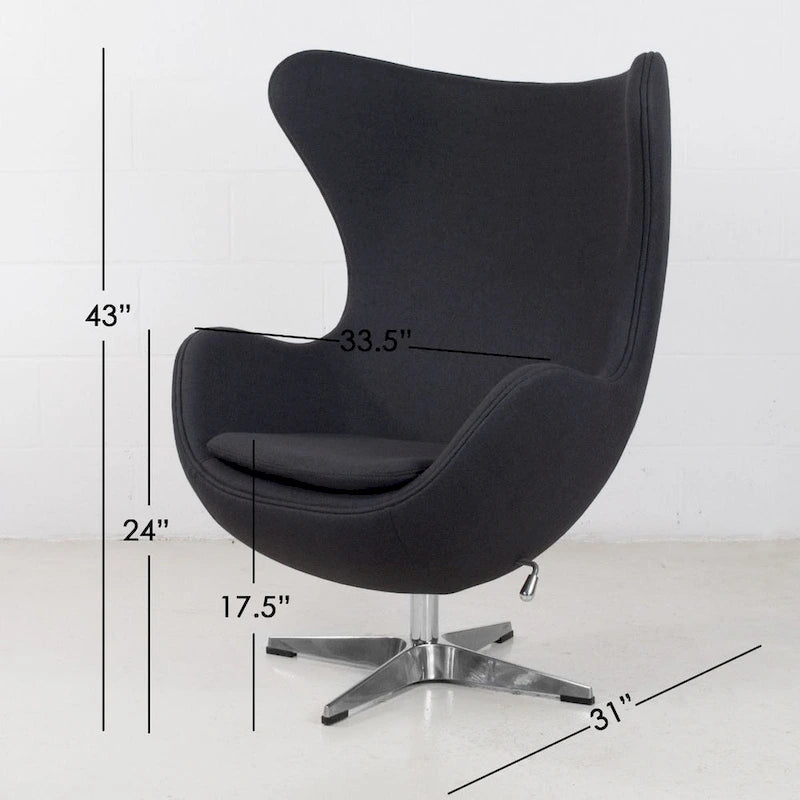 Fauteuil pivotant inclinable Mid-Century en tissu de laine sarcelle, coque ABS, base chromée