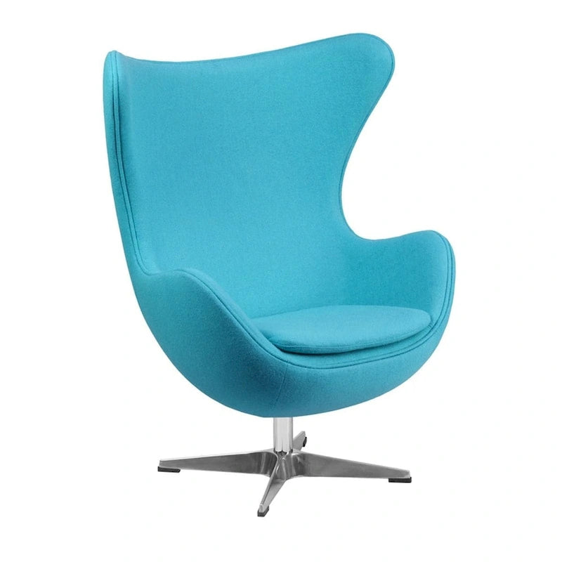 Fauteuil pivotant inclinable Mid-Century en tissu de laine sarcelle, coque ABS, base chromée